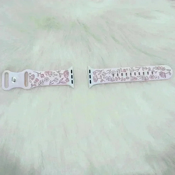 New Floral Design Apple Watch Bands  38mm 40mm 41mm in Pink White - Picture 4 of 5